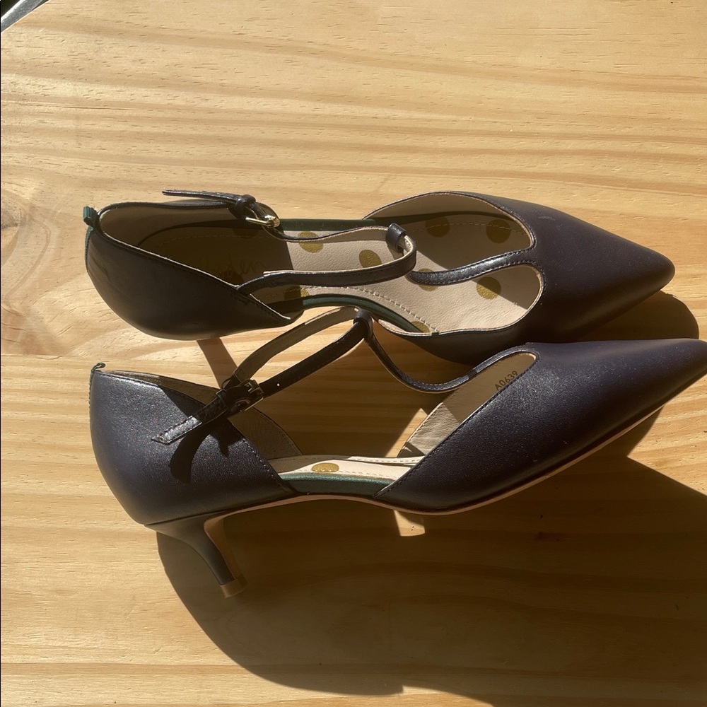 Boden Navy Pointed-Toe T-Strap Heels - Picture 4 of 14